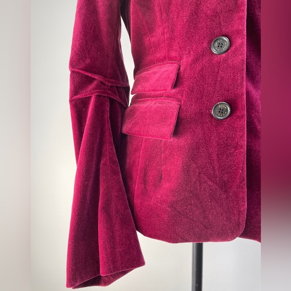 Pink Tartan Plum Velvet Blazer Size S - Picture 2 of 8
